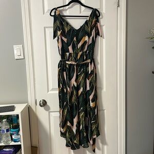 Tropical summer dress with pockets (L)